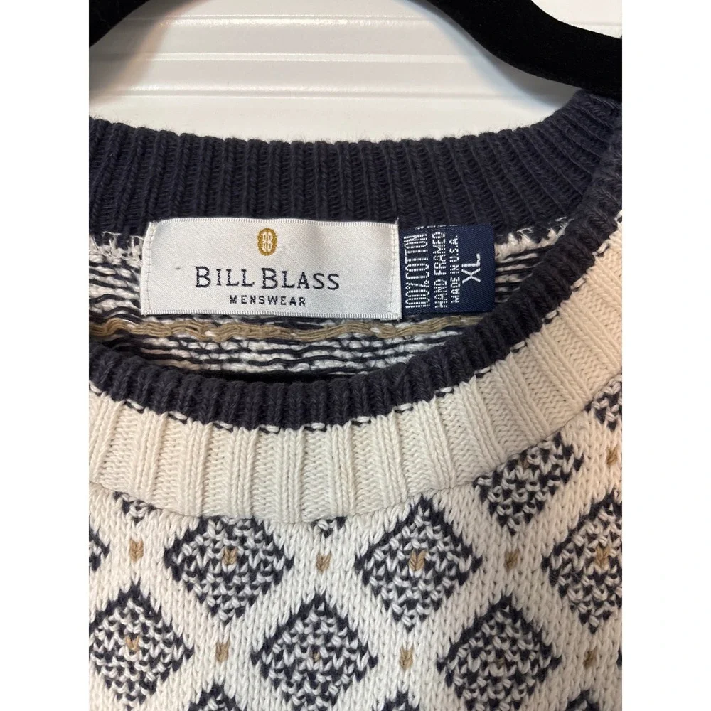 Vintage Bill Blass Menswear Diamond‎ Knit Cotton Sweater XL